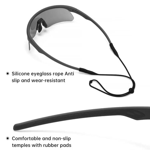 Hella Crisp Polarized Range Ready Sunglasses UV400 Protection Lightweight Wraparound Safety Shades For Men And Women Matte Black Frame with silicone eyeglass rope.