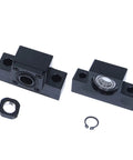 Heavy Duty 25mm Anti Backlash Ballscrew Kit With C7 Precision Metal Nut Ef20 Bearing Supports And Custom Coupler showing black bearing supports.