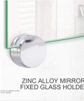 Close-up of round chrome-plated zinc alloy holder for glass shelves, compatible with 3-7 mm glass, mounted on a wall.