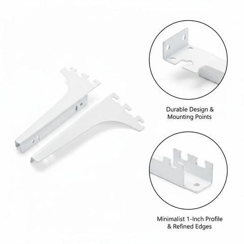 Stainless Steel Wall Mount Column Bracket For Floating Shelves 1 Inch Wide Vertical Support displayed on white background