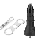 Rivet Nut Gun Adapter Kit For Drill Power Beefed Up Riveting Tool With Four Heads 1000 RPM Drill Attachment for metalwork