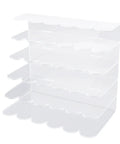 Clear Acrylic 5 Slot Desktop Mail And File Sorter With Vertical Letter Holder, transparent compartments for organized office.