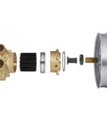 Direct Fit Raw Sea Water Pump With Upgraded Genuine Nsk Bearings And Solid Stainless Impeller For Volvo Penta Marine Diesels No Sweat Install Full Kit Ready components laid out for assembly.