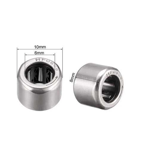 Heavy Duty Precision Needle Roller Bearings 6mm Bore 10mm OD 8mm Width Chrome Steel Needles PA66 Cage One Way Clutch Bearing 5 Pack close-up view
