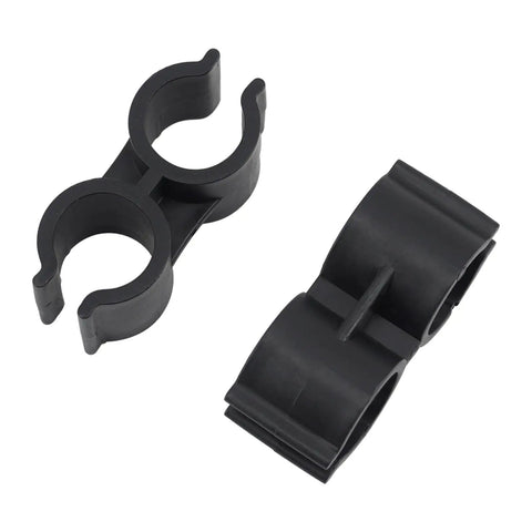 12 Pack Rock Solid Plastic Pipe Clamps H Type Tubing Connectors Quick Grab Snap Locks For Shop Racks Diy Pipe Linking Hardware Indoor Outdoor 25 Millimeter Black, showcasing black plastic connectors.