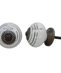 50 Piece White Striped Ceramic Drawer Knobs Sleek Glazed Finish For Kitchen Cabinet Hardware And Door Pulls Decorative Dresser Handles viewed from the side.