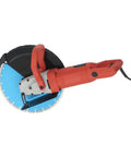 Heavy Duty 14 Inch Circular Concrete Saw With 3000 Watt Electric Motor And Tough As Nails Build For Ripping Through Masonry Machines Featuring Deep Five Point Three One Inch Cutting Depth, overhead view.