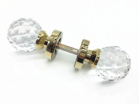 Clear K9 Crystal Gold Plated Door Handle Set Featuring Square Zinc Alloy Build Backing Up An 85mm Reach For Rock Solid Reliability And A Clean Slick Appeal On Your Upcoming Home Improvement Job.