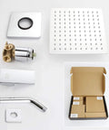 Single Function Shower Trim Kit With Rough In Valve And Square Rain Showerhead In Polished Chrome For Modern Bathrooms
