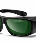 Shop Ready Laser Safety Glasses Featuring Od6 Plus And Od7 Plus Filters, black wraparound design, UV protection, ideal for fiber lasers.