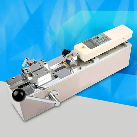 Digital Force Gauge With Heavy Duty Push Pull Tester And Rock Solid Lab Test Bench For Industrial Material Testing featuring high-precision display.