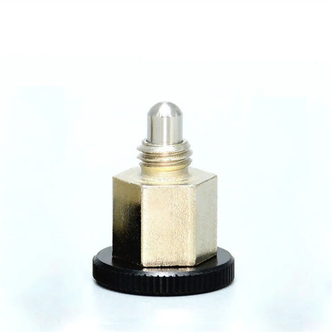 M10 Knurled Knob Spring Indexing Pin With Tough As Nails Locking Screw And Heavy Duty Fixed Position Dowel For Precision Jigs And Shop Fixtures One Piece close-up view showing hex body and polished top