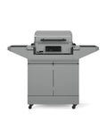 Heavy Duty Rolling Outdoor Kitchen Island Cart With Electric Griddle And Portable Bbq Grill, gray prep station with smooth rolling wheels.