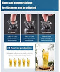 Countertop Ice Maker With Three Quick Pour Spouts And Lightning Freeze Tech For Counters Desks Or Bars Churning Out Crisp Cubes Around The Clock With Zero Fuss And Total Ease, showing adjustable ice thickness options.