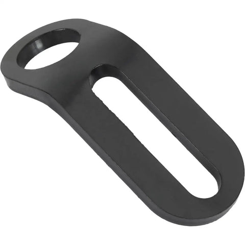 Heavy Duty Steel Heim Joint Support Bracket, angled mount for custom steering rigs, black steel, precision alignment.