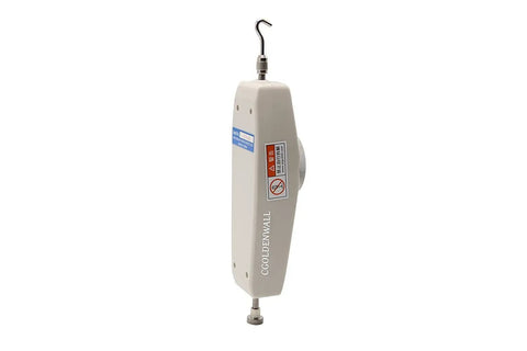 Hella Accurate Handheld Push Pull Force Gauge Tester With Peak Load Memory 500N 50kg Capacity compact digital meter side view.