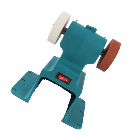 Boss Level Mini Bench Grinder With 18V Cordless Battery for super smooth metal finishing, compact with two grit wheels.