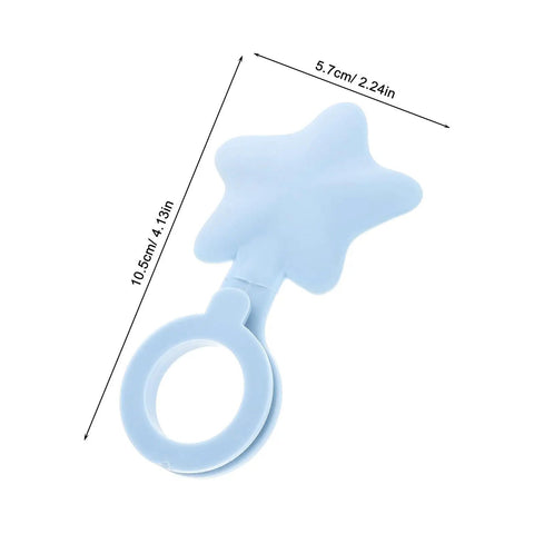 2pcs Silicone Star Shaped Bathtub Stopper Flat Cover for Drain Plug in light blue color, measuring 10.5cm by 5.7cm.