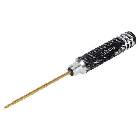 Precision 2.0Mm Phillips Screwdriver And 3.0Mm Nut Driver Set For 1 30 Scale RC Crawlers features a black aluminum handle and precision tip.