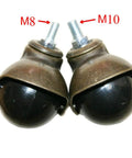 Vintage Bronze Ball Caster Wheels 2 Inch Antique Gold Furniture Casters with M8 and M10 threaded rods for easy mounting.