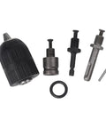 Heavy Duty Keyless Drill Chuck Set 2 To 13mm With SDS Plus Hex Shank Adapters For Hammer Drills And Wrench Conversion 5 In 1 Metal Working Tool Holding System, black