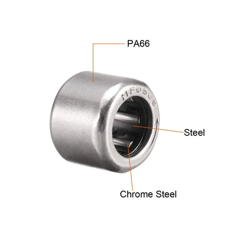 Heavy Duty Precision Needle Roller Bearings 6mm Bore 10mm OD 8mm Width Chrome Steel Needles PA66 Cage showing detailed materials