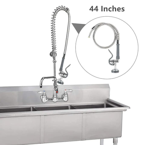 Commercial Sink Sprayer Valve With 44 Inch Hose Replacement Kit For Heavy Duty Restaurants And Professional Kitchen Sinks