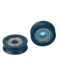 Five Pack Heavy Duty Nylon U Groove Rolling Sliders With Knockout Black Finish Super Slick Slide Flanged Track Wheels ideal for window and door tracks.