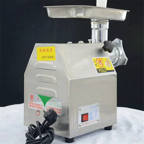Rear view of Beast Heavy Duty 120Kg Per Hour Commercial Electric Meat Grinder, stainless steel tray, one button start.