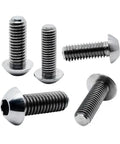 Premium Grade Five Titanium Hex Socket Round Head Bolts M10 X 20mm Pack Of Twenty shown arranged, ideal for fasteners and mounting.