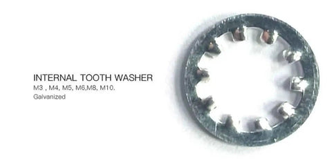 Internal tooth washer from External And Internal Star Split Lock Washers Kit With 1440 Pieces, galvanized metal, sizes M3-M10.
