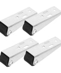 Rock Solid Four Piece Sliding Door Bottom Support Wheels Heavy Duty Rollers metallic silver with black wheels for smooth barn door gliding