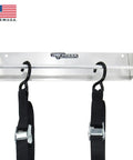 Wall Mounted Tie Down Hanger Rack For Enclosed Trailers And Garage Storage, Aluminum Organizer with two ratchet straps, Silver