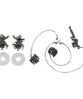 Front Wheel Hub Four Stud Steering Knuckle Spindle For Go Kart ATV Dirt Bike UTV 125cc To 250cc Front Brake Disc Rotor Assembly With Caliper Heavy Duty Upgrade visible with knuckles, rotors, caliper, and cables.