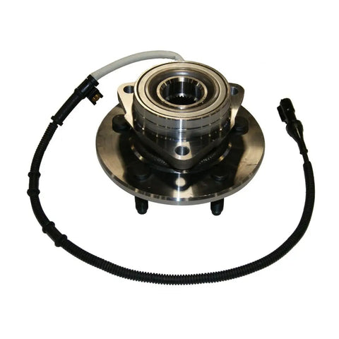 Pair 2 Front Wheel Bearing And Hub Assembly Set Fits Ford Expedition Lincoln Navigator 2000 2002 close up view of bearing assembly with electrical connector.