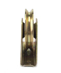 Heavy Duty Rock Solid 4 Inch Gold V Groove Wheel For Sliding Industrial Gate Tracks, side view showing durable design.