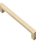 Top Shelf 5 Inch Brushed Antique Brass Cabinet Pulls Square Design with clean edges for kitchen cabinets and dressers.