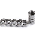 Heavy Duty 10 Pack Deep Groove Ball Bearings Double Sealed 6700ZZ Thin Section seen from the side in a stack.