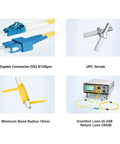 Next Level OS2 Single Mode Fiber Optic Patch Cable With SC To LC Connectors 7 Feet Long close-up of duplex connector and UPC ferrule.