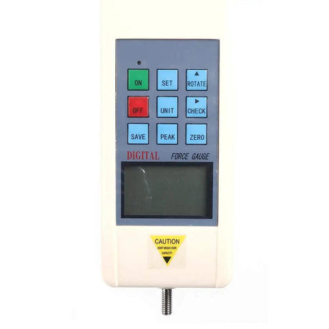 Top Tier Manual Horizontal Digital Force Gauge With Sturdy Bracket For 500N Push Pull Testing Real Deal Tensile Tool No Fuss Operation Lab Ready digital display with control buttons.