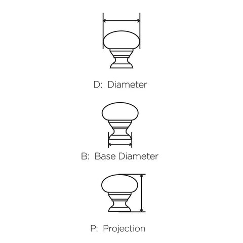 Cullet Square Knob Chrome 7 Pack One And Three Eighths Inch Wide Modern Hardware dimensions diagram showing diameter, base, and projection.