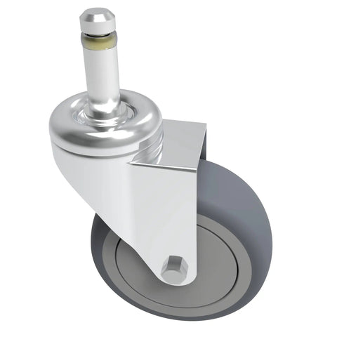 Heavy Duty Three Inch Swivel Caster Replacement Wheels Made From Tough TPR Rubber On A 7/16 Inch Grip Stem, detailed view.
