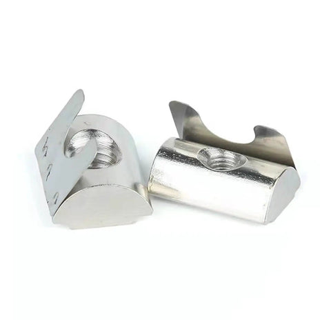 M6 Spring T Nuts For 2020 Series Aluminum Extrusion With Rolling Cam Slide Lock Nut Nickel Plated Carbon Steel detail shot