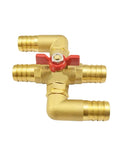 Heavy Duty Brass Cross Ball Valve With 23mm Hose Barb Four Way Plumbing Fitting Rigged Up For Dead Smooth Flow Control In Automotive Air Hookups