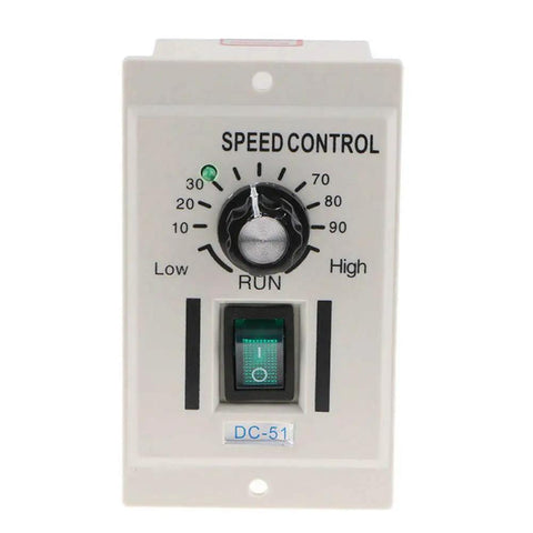 DC Motor Speed Controller Knob For 24V 36V And 90V Single Phase DC Motors, 110V AC 400W Input, Variable 0 To 90V Output, front view with dial