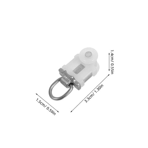 30 Pack Heavy Duty Double Wheel Curtain Track Pulleys with metal and plastic, measuring 3.3cm x 1.5cm for smooth gliding.