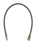 Heavy Duty Air Hose For Compressor With Reinforced Spring Guard And Flexible High Pressure Adapter For Kink Free Bending And Dependable Shop Grind In Busy Garages, black tubing with brass fittings.