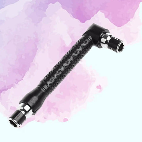 Heavy Duty Dual End Socket Wrench With 1/4 Hex Drive And Extended L Handle Forged From Toughened Steel, showing long lever and dual ends.