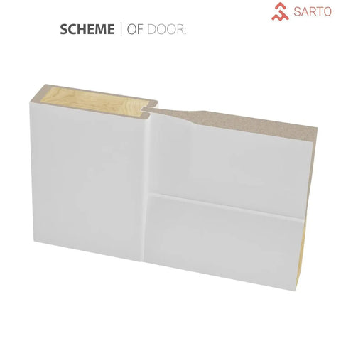 Scheme of Top Shelf Rock Solid Sliding Closet Doors 72x96 Inches, showing construction detail of pine and MDF materials.