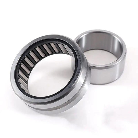 Two Piece Heavy Duty Needle Roller Bearing Precision Engineered Cylindrical Construction Built Tough For Seamless High Speed Performance Rock Solid Load Handling Wear Resistant Chromium Steel Fits 55 By 80 By 25 in close-up view.